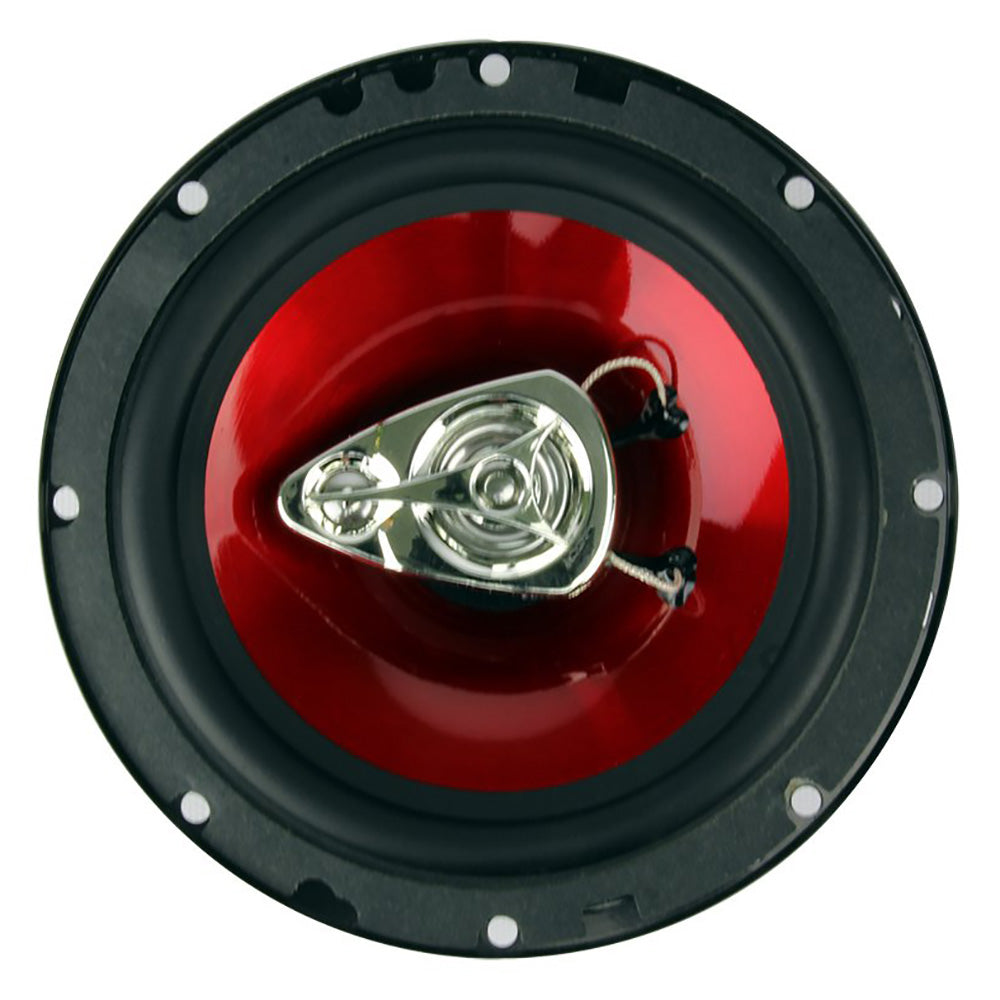 6.5 Inch 300 Watt 3-Way Car Coaxial Audio Red Stereo Speakers