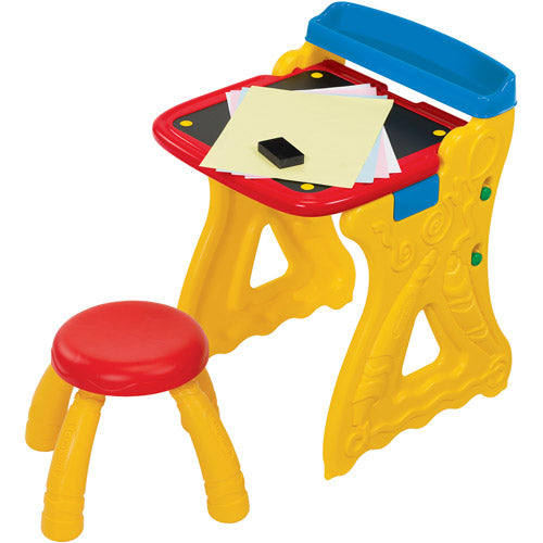 Fold 2-in-1 Art Studio Easel Desk With Stool & Storage