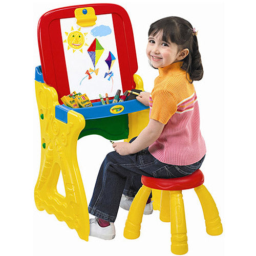 Fold 2-in-1 Art Studio Easel Desk With Stool & Storage
